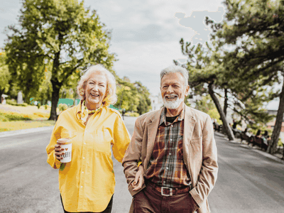 Happy senior couple smiling