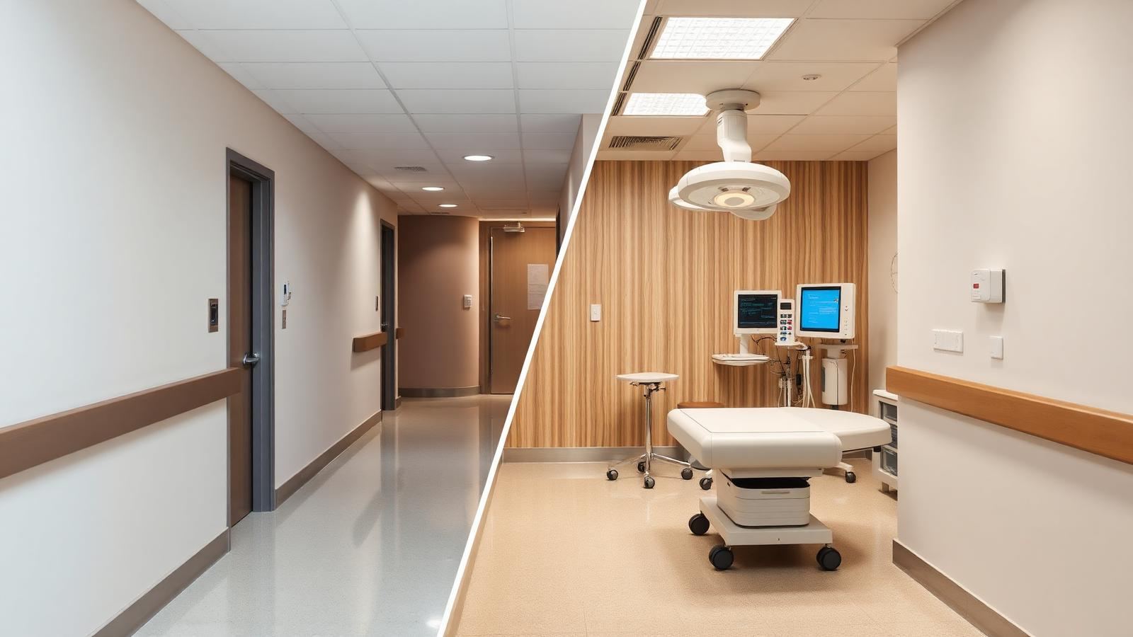 Comparison of a conventional hospital setting and a modern regenerative medicine treatment room
